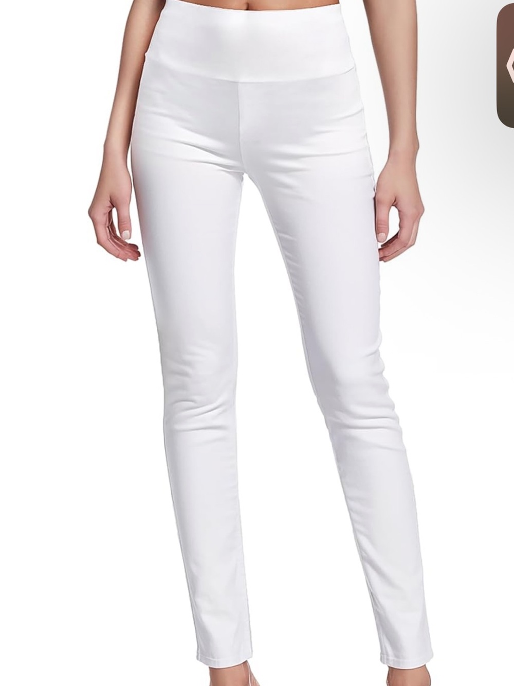Women's Hybrid & Company White High-Waist Slim Leg Pants Ultra Soft 1X